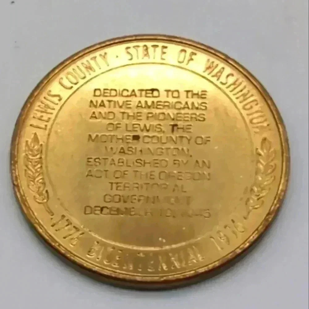 Lewis County Washington 1976 Bicentennial Coin 1845 Mother Country Native